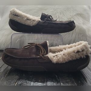UGG Fleming Brown Suede Slip On Shearling Lining Casual Shoes Men's Size 12